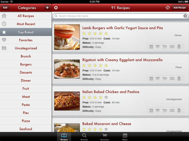 Recipes Screen (Paprika for iPad v1.6.0)
