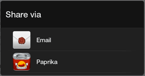 Share via Paprika(Paprika for Kindle Fire v1.2.0)